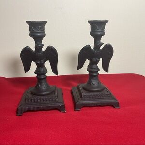 Vintage EMIG Flying Eagle Candle Stick Holder Ornate Cast Aluminum